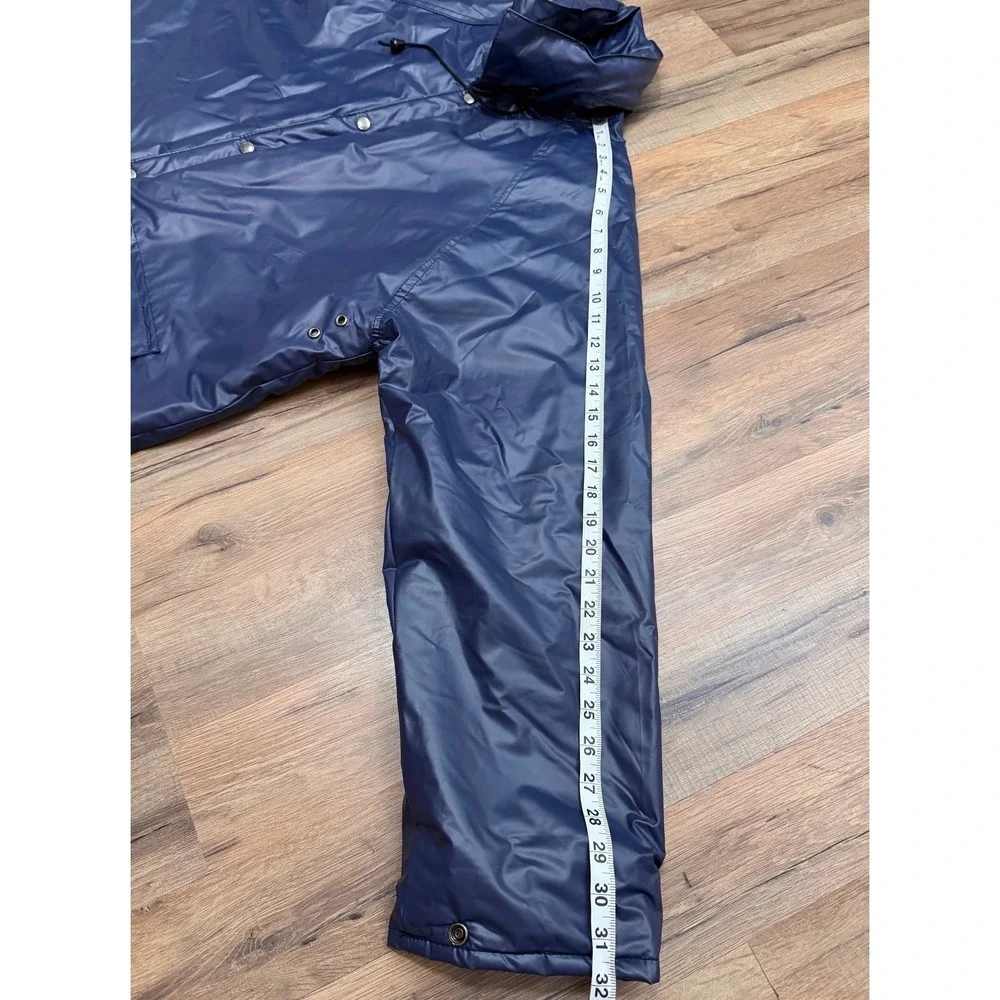 Duck Bay Vintage Waterproof Jacket Blue Flannel Lined Hooded‎ Mens L